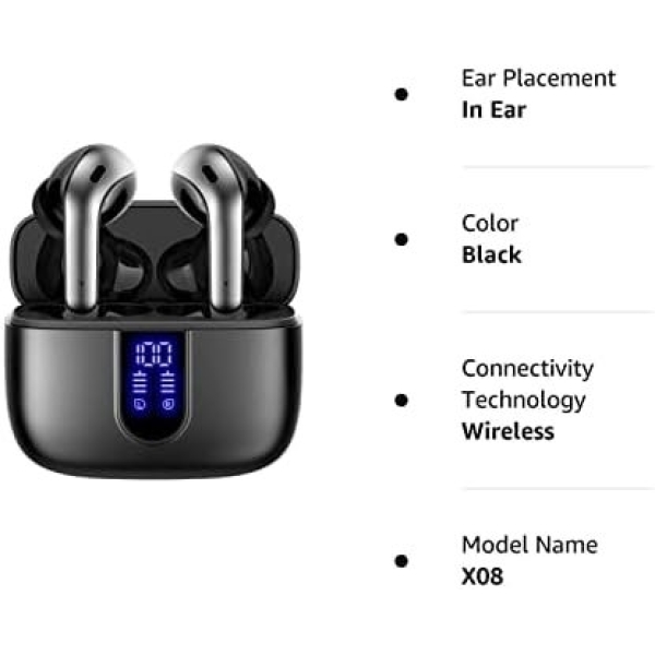 TAGRY Bluetooth Headphones True Wireless Earbuds 60H Playback LED Power Display - Image 7