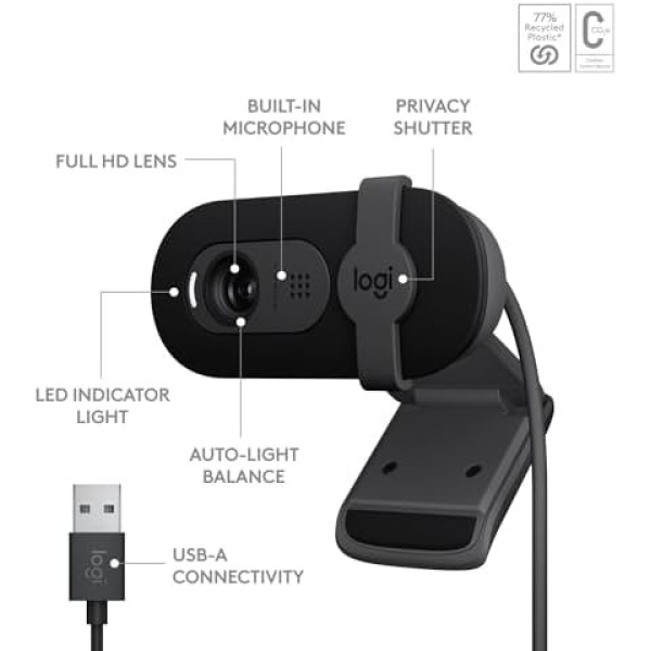 Logitech Brio 101 Full HD 1080p Webcam Made for Meetings and Works - Image 6
