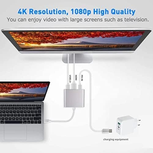 Battony USB C to HDMI Adapter USB Type C Adapter Multiport AV Converter - Image 2