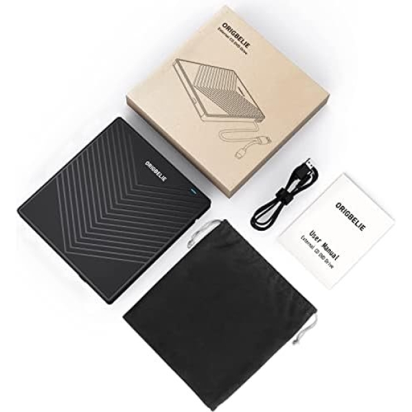Hiarkio ORIGBELIE External CD DVD Drive, Ultra Slim CD Burner USB 3.0 with 4 USB - Image 9