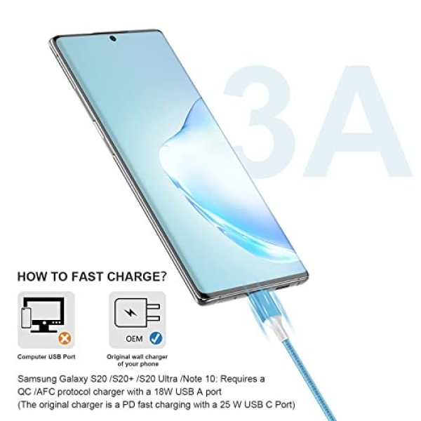 USB Type C to USB A Cable, 5Pack<strong>3/3/6/6/10FT:</strong>   Fast Charging Long Android USBC - Image 2