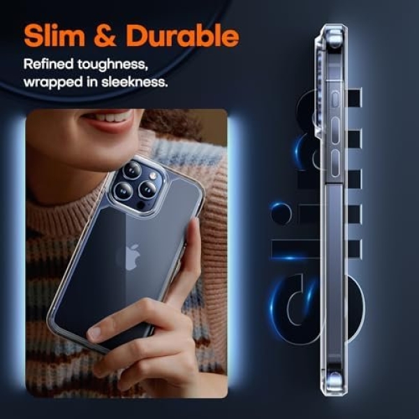 TAURI 5 in 1 for iPhone 15 Pro Case Clear, [Not-Yellowing] with 2X Screen - Image 6