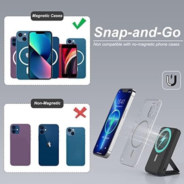 AOGUERBE Magnetic Power Bank, 10000mAh Foldable Wireless Portable Charger - Image 4