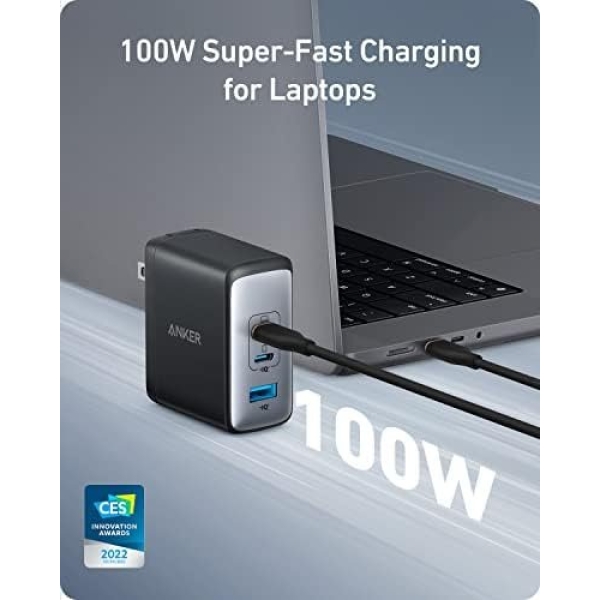 Anker USB C Charger (GaN II 100W), 3 Port Fast Compact Wall Charger for MacBook - Image 2