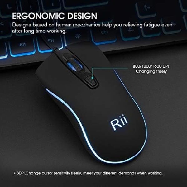 Rii Three Colors Backlit Business Keyboard,Gaming Keyboard and Mouse Combo - Image 3