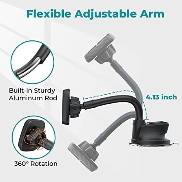 APPS2Car Magnetic Phone Holder for Car, Dashboard Windshield Phone Holder Mount - Image 2