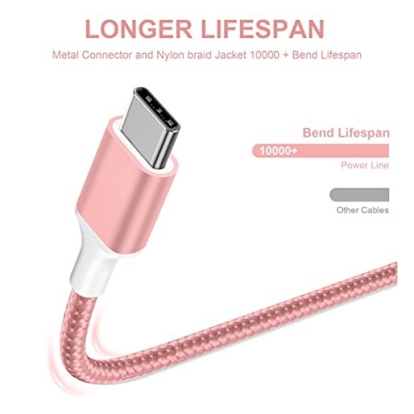USB Type C to USB A Cable, 5Pack<strong>3/3/6/6/10FT:</strong>   Fast Charging Long Android USBC - Image 4