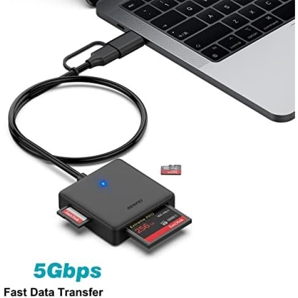 Memory Card Reader, BENFEI 4in1 USB USB-C to SD Micro SD MS CF Card Reader - Image 4