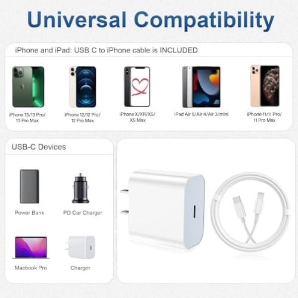 iPhone Charger fast charging [APPLE MFi Certified] 2 pack Apple Type C Wall - Image 10