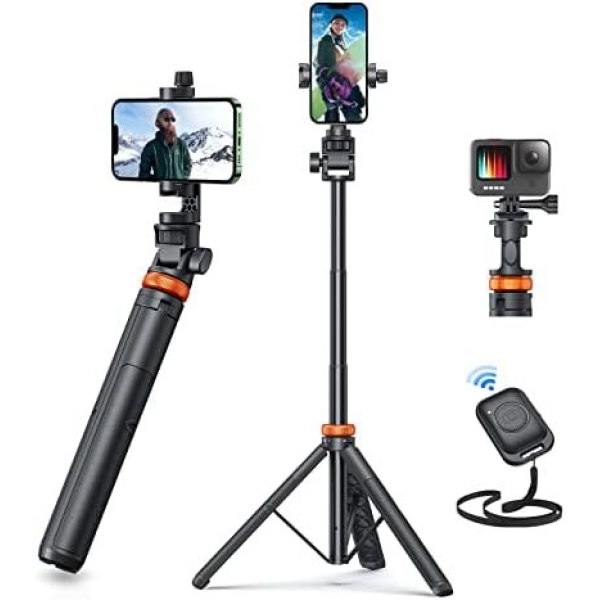 Newest 62" Phone Tripod, EUCOS Tripod for iPhone & Selfie Stick Tripod