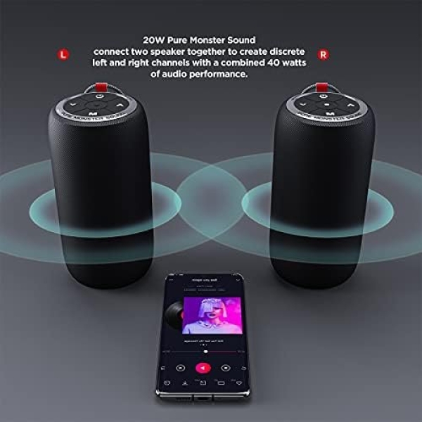 Monster S310 Bluetooth Speaker, Portable Bluetooth Speakers. 20W True Wireless - Image 3