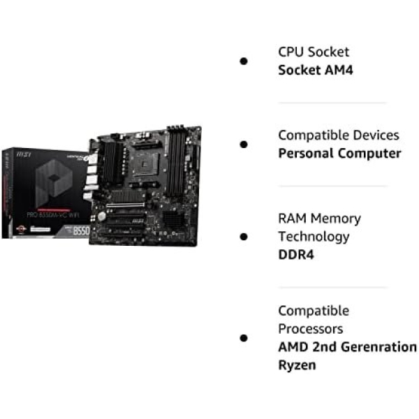 MSI PRO B550M-VC WiFi ProSeries Motherboard (AMD AM4, DDR4, PCIe 4.0, SATA - Image 6