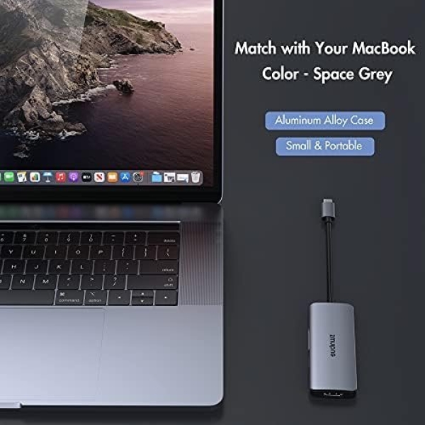 USB C Hub Adapter for MacBook Air, USB C HDMI Dongle for MacBook Pro, 6 in 1 USB - Image 7