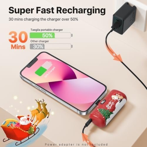 Taegila Portable Charger for iPhone Christmas Edition, 5000mAh - Image 5