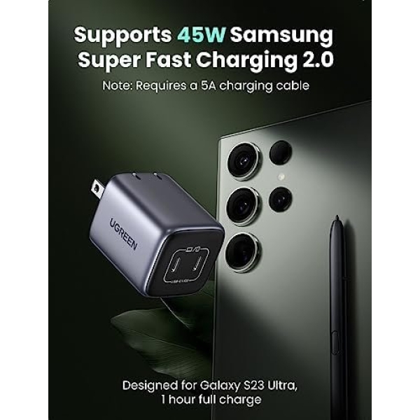 UGREEN 45W USB C Charger, Nexode GaN Dual Foldable PPS Charger Block Support - Image 2