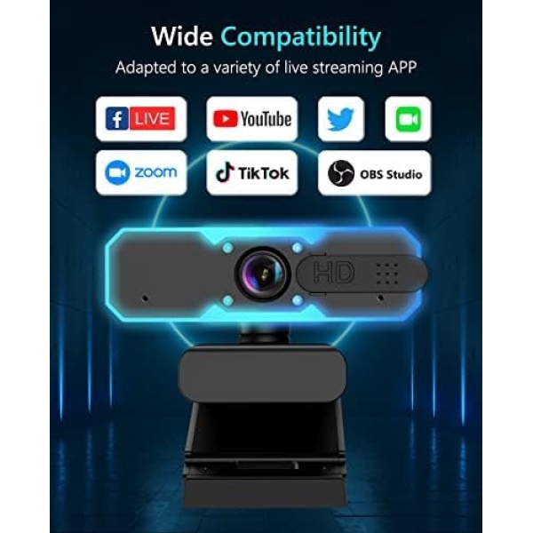 NBPOWER 1080P 60FPS Streaming Camera Webcam with Microphone and Fill RGB - Image 6