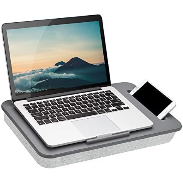 LAPGEAR Sidekick Lap Desk with Device Ledge and Phone Holder - Gray