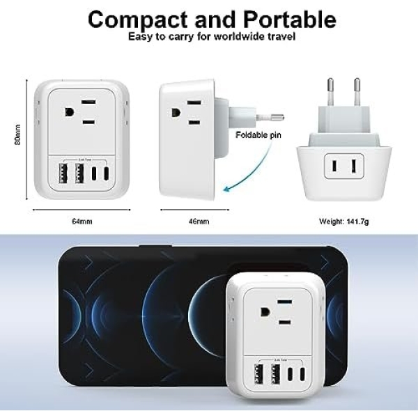 VYLEE International Travel Adapter, Europe Travel Adapter with USB, Universal - Image 5