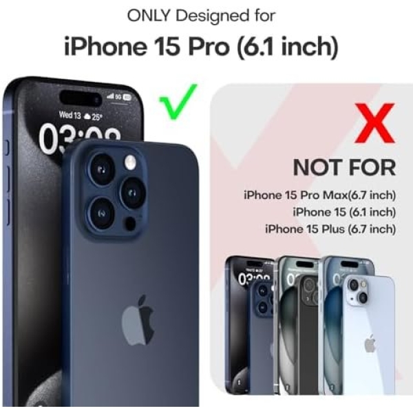 TAURI 5 in 1 for iPhone 15 Pro Case Clear, [Not-Yellowing] with 2X Screen - Image 2