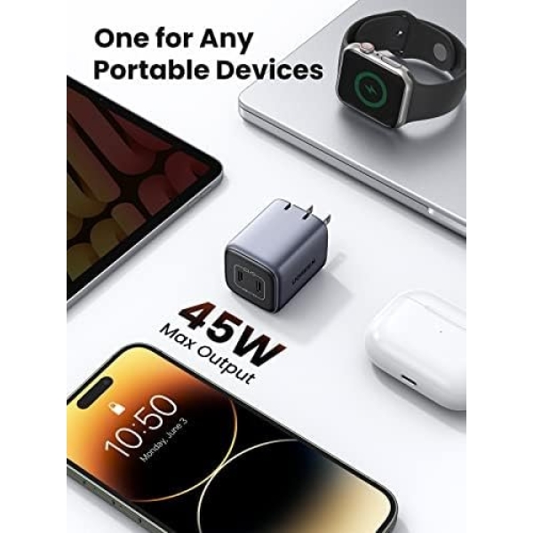 UGREEN 45W USB C Charger, Nexode GaN Dual Foldable PPS Charger Block Support - Image 8
