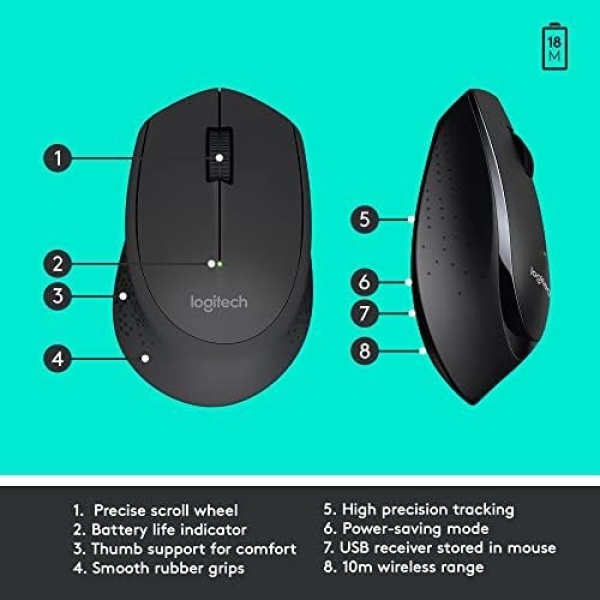 Logitech MK345 Wireless Combo Full-Sized Keyboard with Palm Rest and Comfortable - Image 7