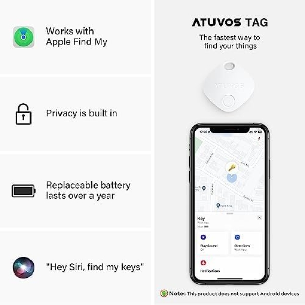 ATUVOS 1 Pack Key Finder, Bluetooth Tracker Pairs with Apple Find My (iOS Only) - Image 2