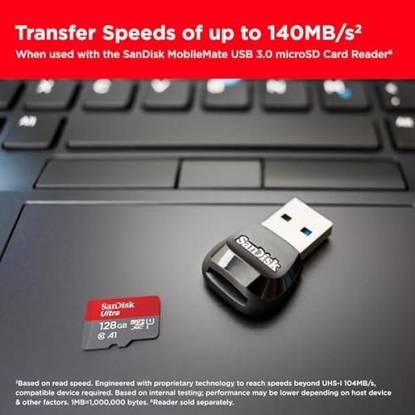 SanDisk 128GB Ultra microSDXC UHS-I Memory Card with Adapter - Up to 140MB/s - Image 3