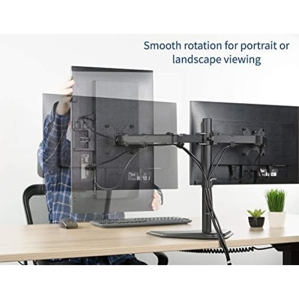 VIVO STAND-V002F Dual LED LCD Monitor Free-Standing Desk Stand for 2 Screens up - Image 6