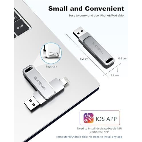 MFi Certified 128GB Flash Drive for iPhone/USB/USB C/,3-in-1 USB Stick - Image 7