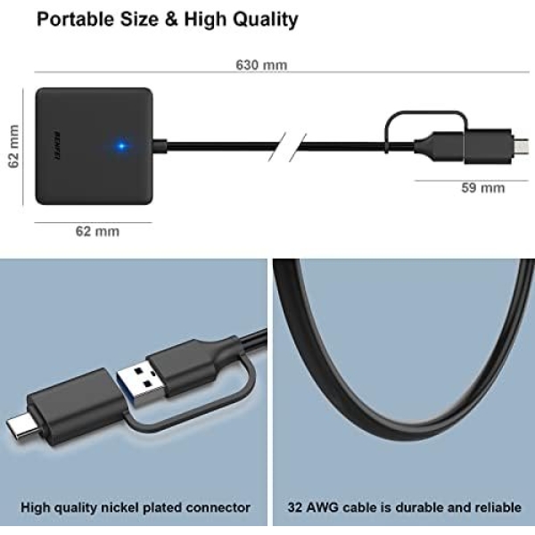 Memory Card Reader, BENFEI 4in1 USB USB-C to SD Micro SD MS CF Card Reader - Image 6