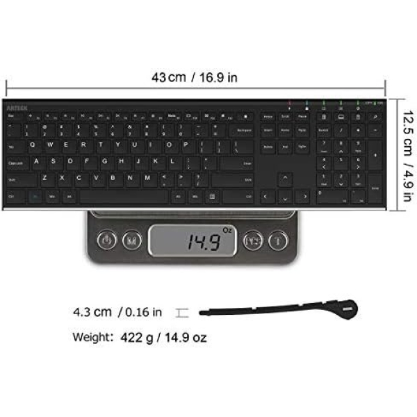 Arteck 2.4G Wireless Keyboard Stainless Steel Ultra Slim Full Size Keyboard - Image 6
