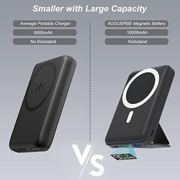 AOGUERBE Magnetic Power Bank, 10000mAh Foldable Wireless Portable Charger - Image 5