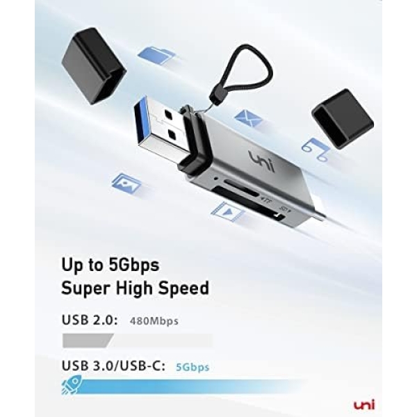 SD Card Reader, uni High-Speed USB C to Micro SD Card Adapter USB 3.0 Dual - Image 2