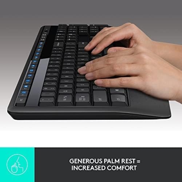 Logitech MK345 Wireless Combo Full-Sized Keyboard with Palm Rest and Comfortable - Image 2