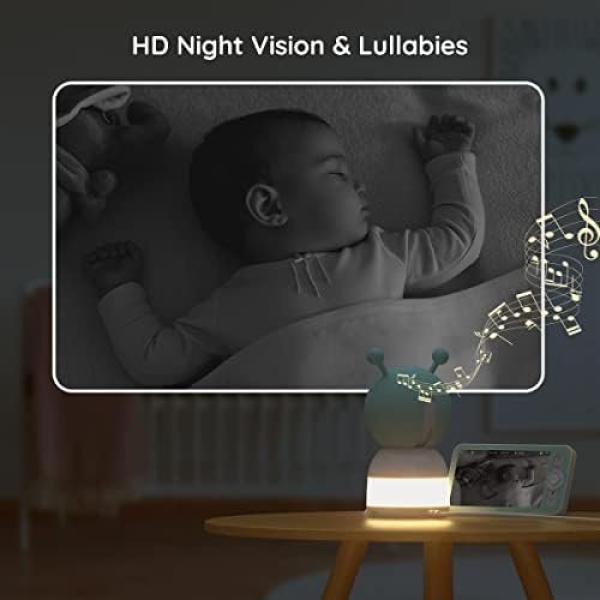 BOIFUN 5" Split-Screen Baby Monitor With 2 Cameras, 2K WiFi Baby Dual Cameras - Image 5