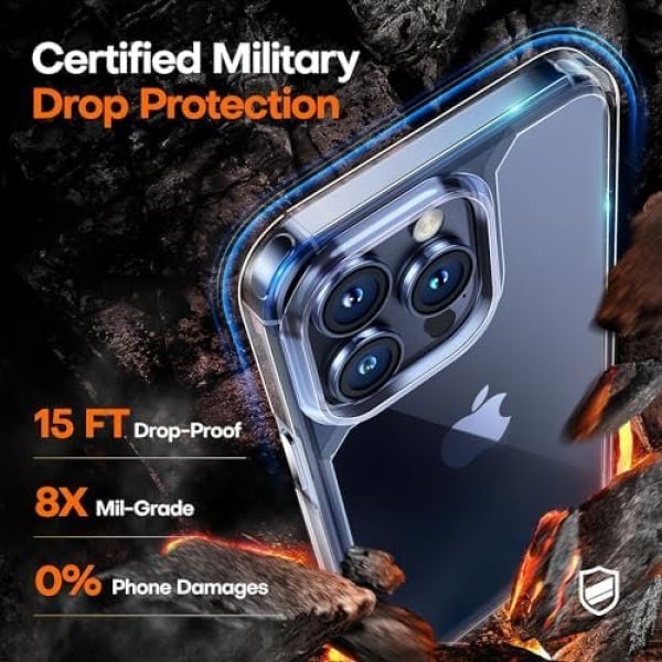 TAURI 5 in 1 for iPhone 15 Pro Case Clear, [Not-Yellowing] with 2X Screen - Image 4