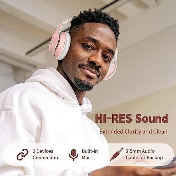 Glynzak Wireless Headphones Over Ear 65H Playtime HiFi Stereo Headset - Image 2