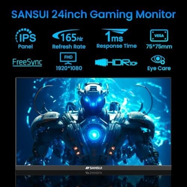SANSUI 165Hz Gaming Monitor 24 inch, DP x1 HDMI x2 Ports IPS FHD Computer - Image 2