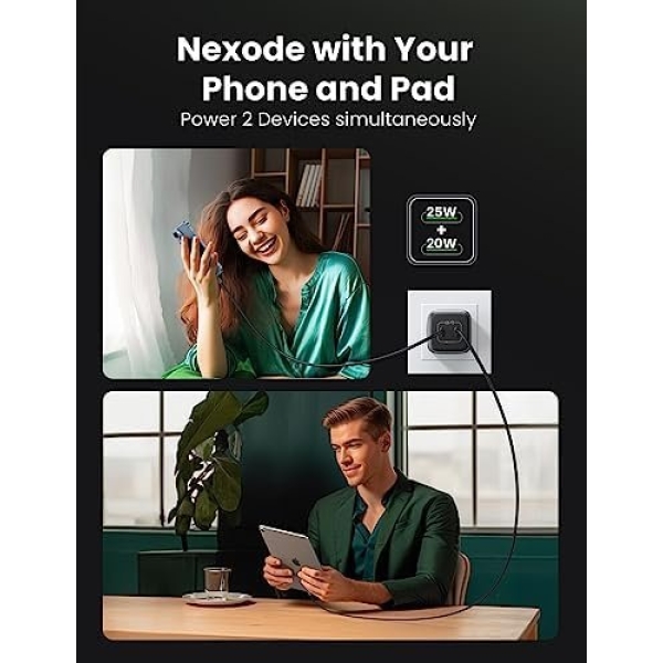 UGREEN 45W USB C Charger, Nexode GaN Dual Foldable PPS Charger Block Support - Image 3
