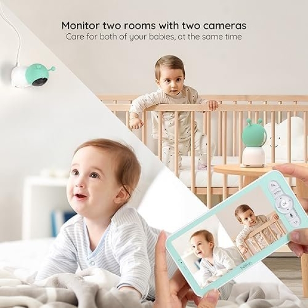 BOIFUN 5" Split-Screen Baby Monitor With 2 Cameras, 2K WiFi Baby Dual Cameras - Image 9