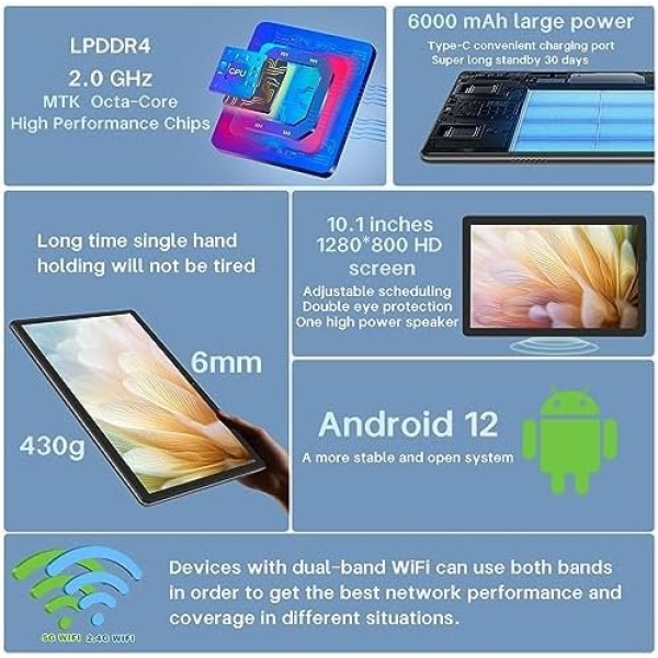 Tablet DMAOAO Android 12 Tablet 2023 Latest Octa-Core 2.0GHz CPU 2 in 1 Tablets - Image 2