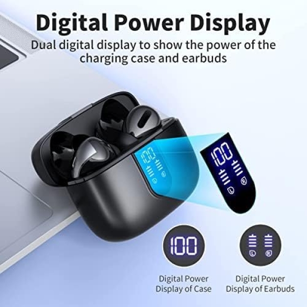 TAGRY Bluetooth Headphones True Wireless Earbuds 60H Playback LED Power Display - Image 2