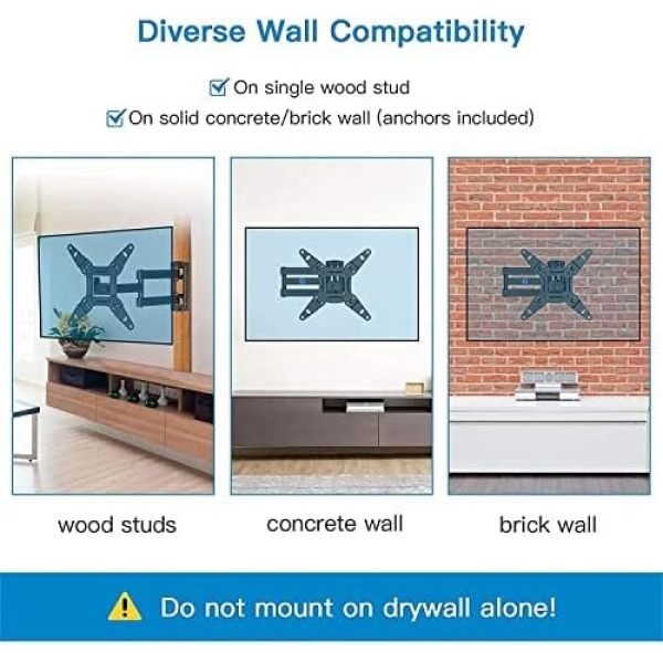 Full Motion TV Monitor Wall Mount Bracket Articulating Arms Swivel Tilt - Image 5