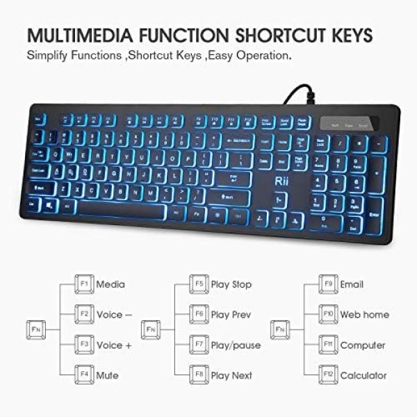 Rii Three Colors Backlit Business Keyboard,Gaming Keyboard and Mouse Combo - Image 7