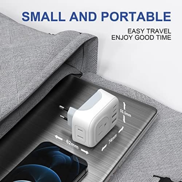 International Travel Adapter, Europe Travel Adapter with USB, Universal Travel - Image 6
