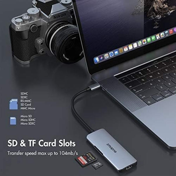 USB C Hub Adapter for MacBook Air, USB C HDMI Dongle for MacBook Pro, 6 in 1 USB - Image 5