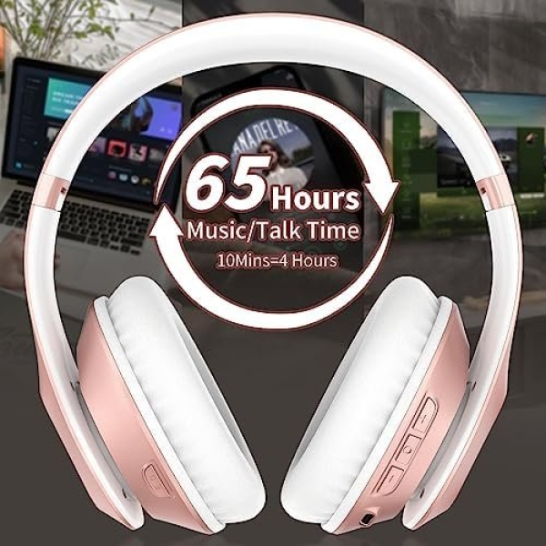 Glynzak Wireless Headphones Over Ear 65H Playtime HiFi Stereo Headset - Image 3