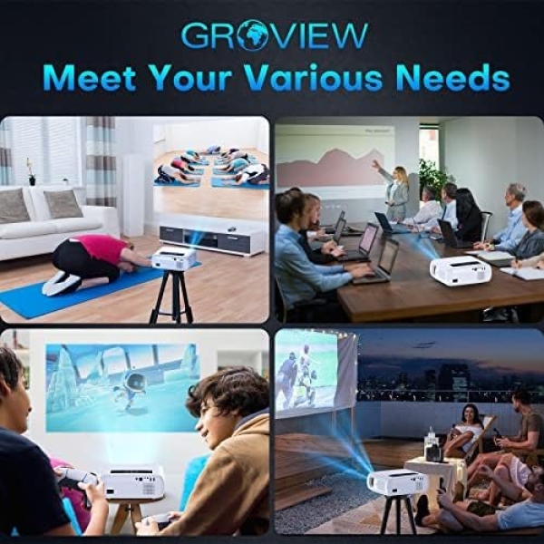 GROVIEW Projector, 15000lux 490ANSI Native 1080P WiFi Bluetooth Projector - Image 8