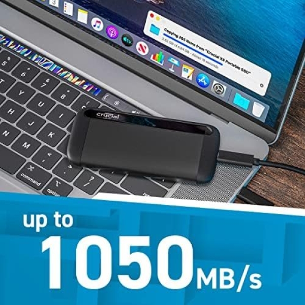 Crucial X8 1TB Portable SSD - Up to 1050MB/s - PC and Mac - USB 3.2 External - Image 2