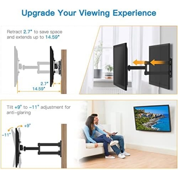 Full Motion TV Monitor Wall Mount Bracket Articulating Arms Swivel Tilt - Image 3